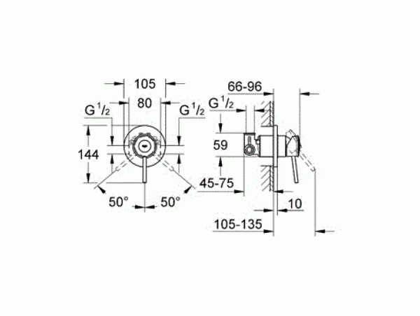 Душ гигиенический со смесителем 1 режим струи, комплект Grohe BauClassic 124434