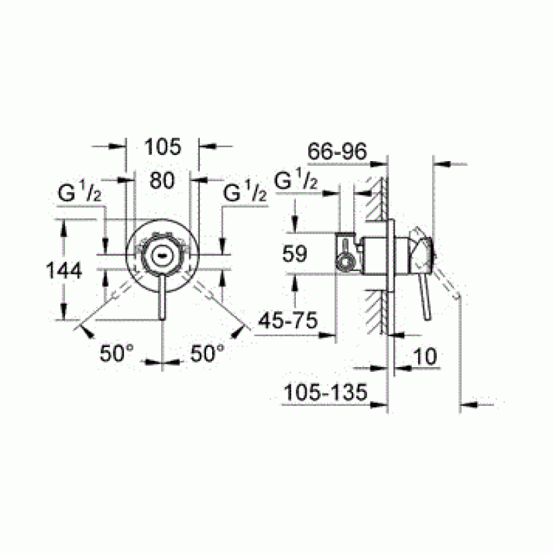 Душ гигиенический со смесителем 1 режим струи, комплект Grohe BauClassic 124901