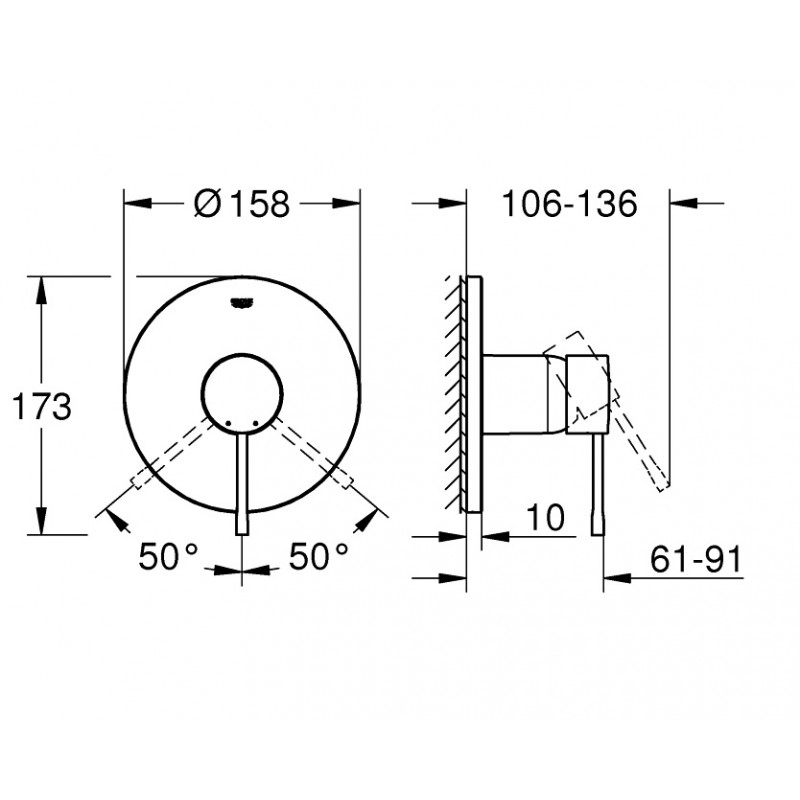 Душ гигиенический со смесителем 1 режим струи, комплект Grohe Essence New 2405727512