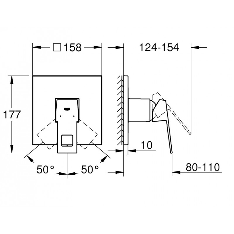 Душ гигиенический со смесителем 1 режим струи, комплект Grohe Eurocube 2406127512