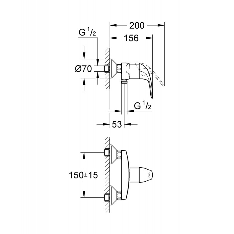Душ гигиенический со смесителем 1 режим струи Grohe Euroeco 3274026354