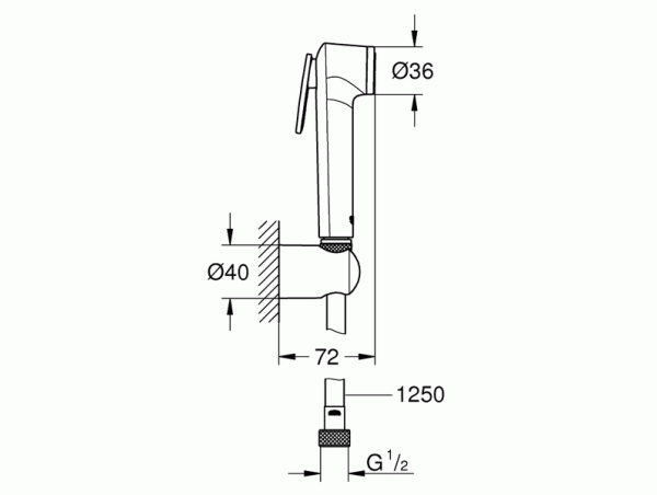 Душ гигиенический со смесителем 1 режим струи Grohe BauClassic 3286726354 Душ гигиенический со смесителем 1 режим струи Grohe BauClassic 3286726354