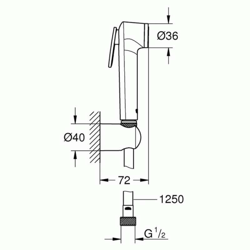 Душ гигиенический с термостатом 1 режим струи Grohe Grohtherm 1000 Performance 3477626354
