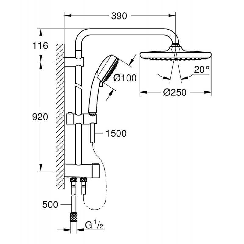 Душевая система без смесителя Grohe Tempesta New Cosmopolitan 26675000