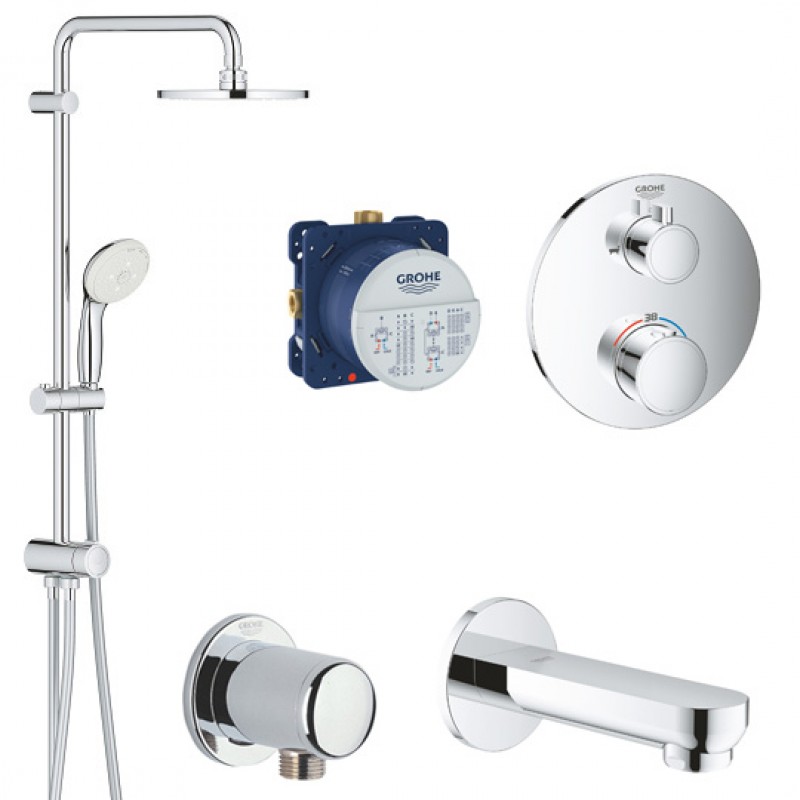 Душевая система встраиваемая с термостатом, с изливом Grohe Grohtherm 2738924077