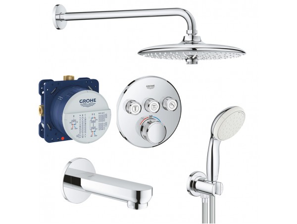 Душевая система встраиваемая с термостатом, с изливом Grohe Rainshower SmartControl 2912126458-2 (121699)