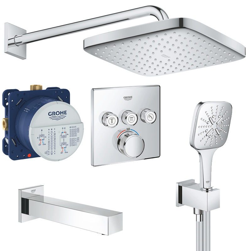 Душевая система встраиваемая с термостатом, с изливом Grohe Rainshower SmartControl 2912626687A-2