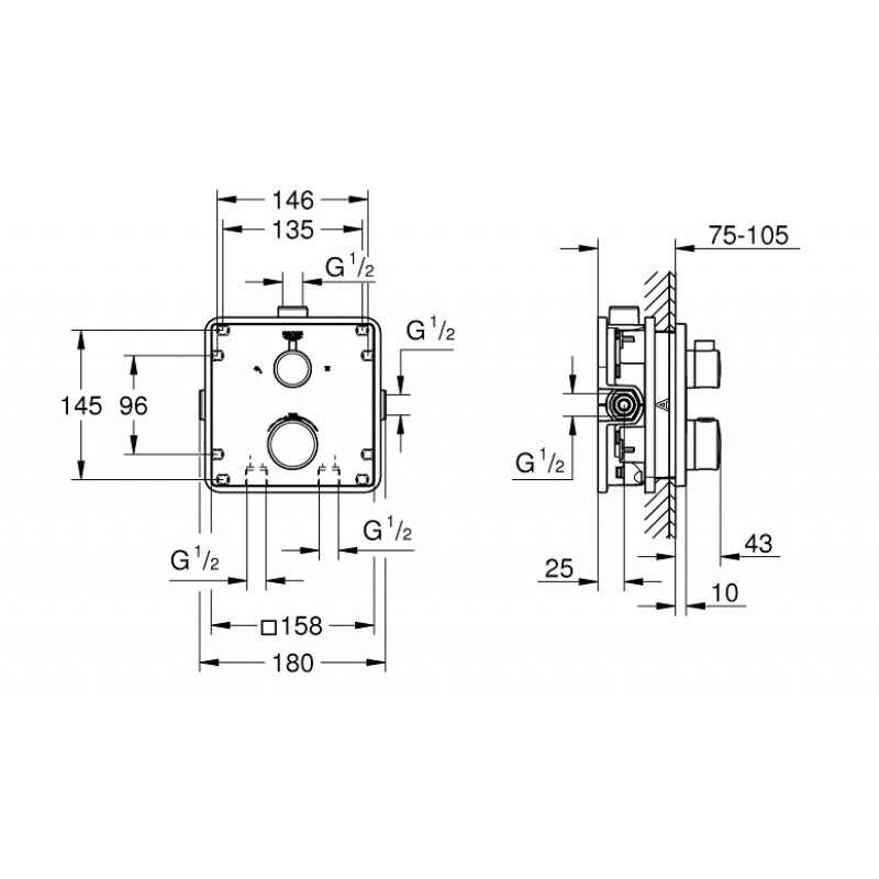 Душевая система встраиваемая с термостатом Grohe Grohtherm 34729000