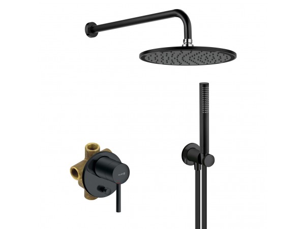 Душевая система встраиваемая со смесителем Kludi Bozz Black 387363976 (386303976) (7 в 1) черный матовый