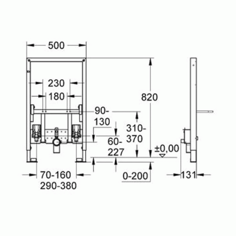 Инсталляция для биде низкая Grohe Rapid Sl 38543000 Инсталляция для биде низкая Grohe Rapid Sl 38543000