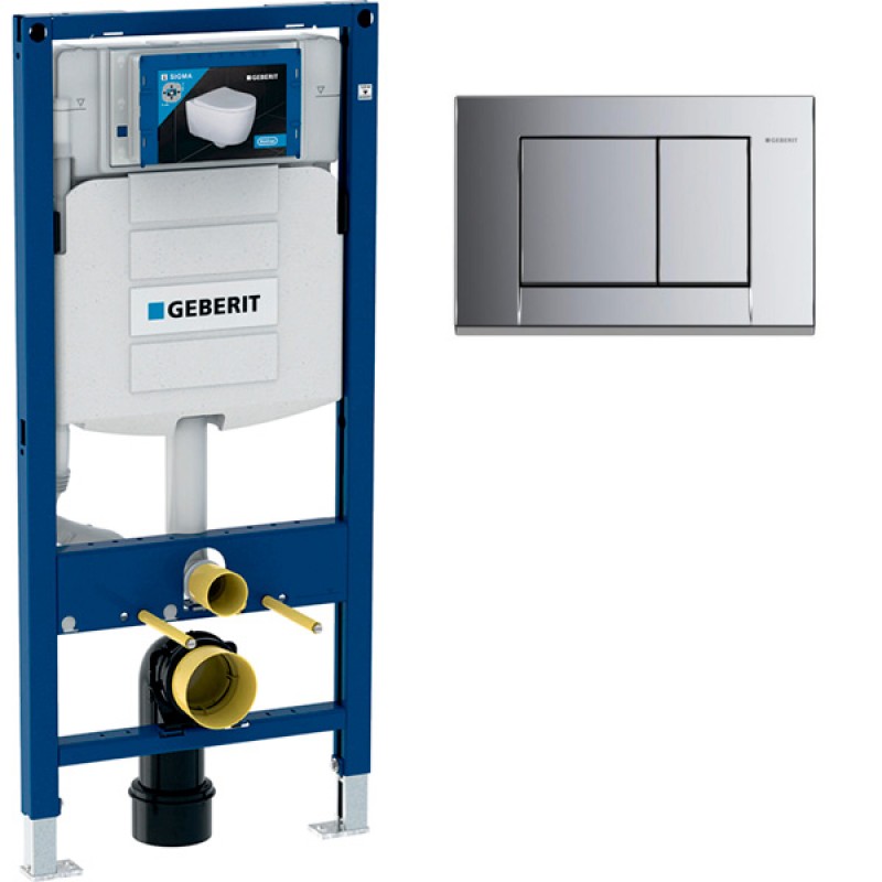 Инсталляция Geberit Duofix Sigma 12 UP320 111.300.00.5 с кнопкой Sigma 31 в комплекте с унитазом безободковым