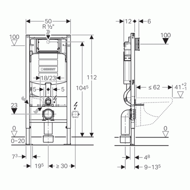 Инсталляция для унитаза подвесного Geberit Duofix Sigma 12 UP320 111.300.00.5 Инсталляция для унитаза подвесного Geberit Duofix Sigma 12 UP320 111.300.00.5