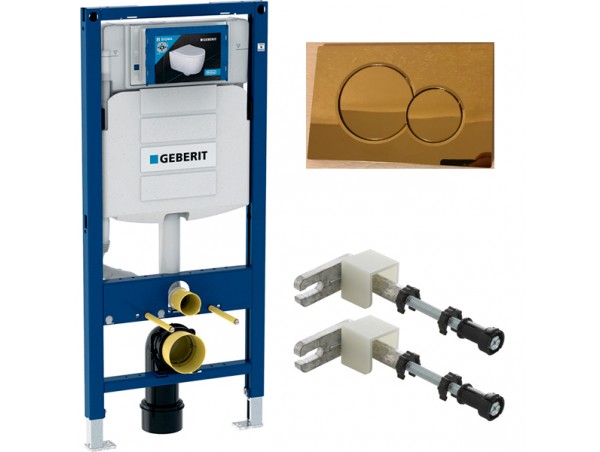 Инсталляция для унитаза подвесного Geberit Duofix Sigma 12 UP320 смывная клавиша Sigma 01 111.300.00.5-115.770.GL.5 золотая глянцевая смывная клавиша