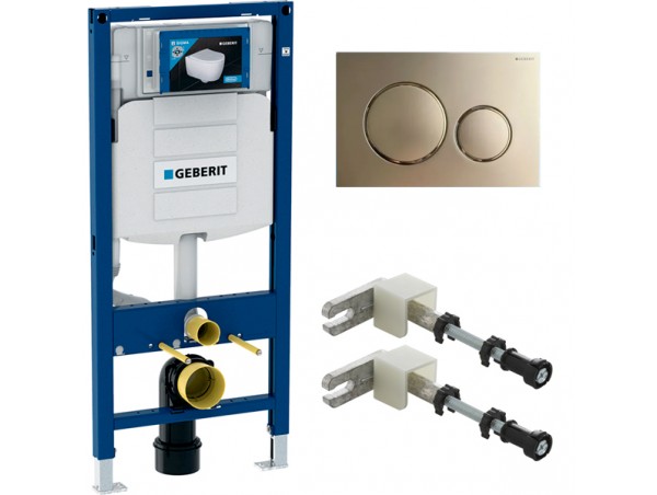 Инсталляция для унитаза подвесного Geberit Duofix Sigma 12 UP320 смывная клавиша Sigma 20 111.300.00.5-115.882.GN.1 золотая матовая смывная клавиша