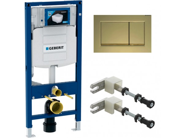 500.300.GN30.T12 Инсталляция Geberit Duofix Sigma 12 UP320 111.300.00.5 с кнопкой Sigma 30 в комплекте с унитазом безободковым (золотая матовая кнопка)