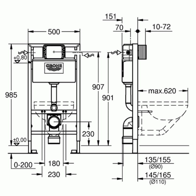 Инсталляция для унитаза подвесного низкая Grohe Rapid Sl 38525001 Инсталляция для унитаза подвесного низкая Grohe Rapid Sl 38525001
