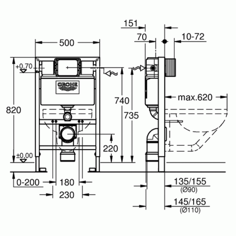 Инсталляция для унитаза подвесного низкая Grohe Rapid Sl 38526000 Инсталляция для унитаза подвесного низкая Grohe Rapid Sl 38526000