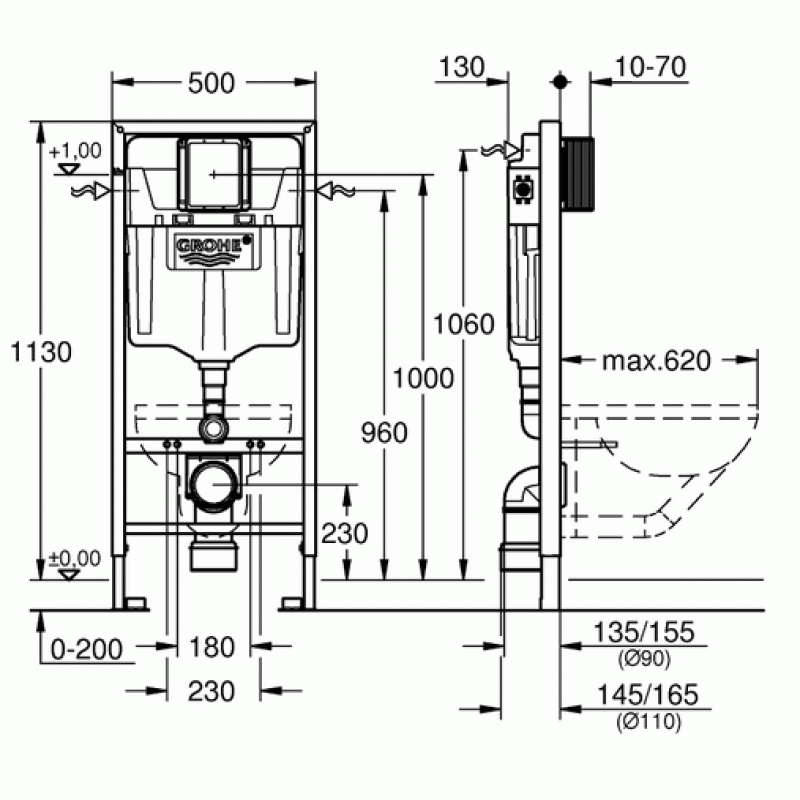 Инсталляция для унитаза подвесного Grohe Rapid Sl 38528001 Инсталляция для унитаза подвесного Grohe Rapid Sl 38528001