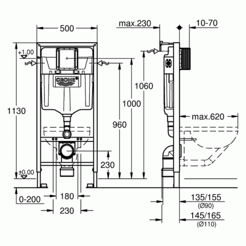 Инсталляция для унитаза подвесного Grohe Rapid Sl 38539001 Инсталляция для унитаза подвесного Grohe Rapid Sl 38539001