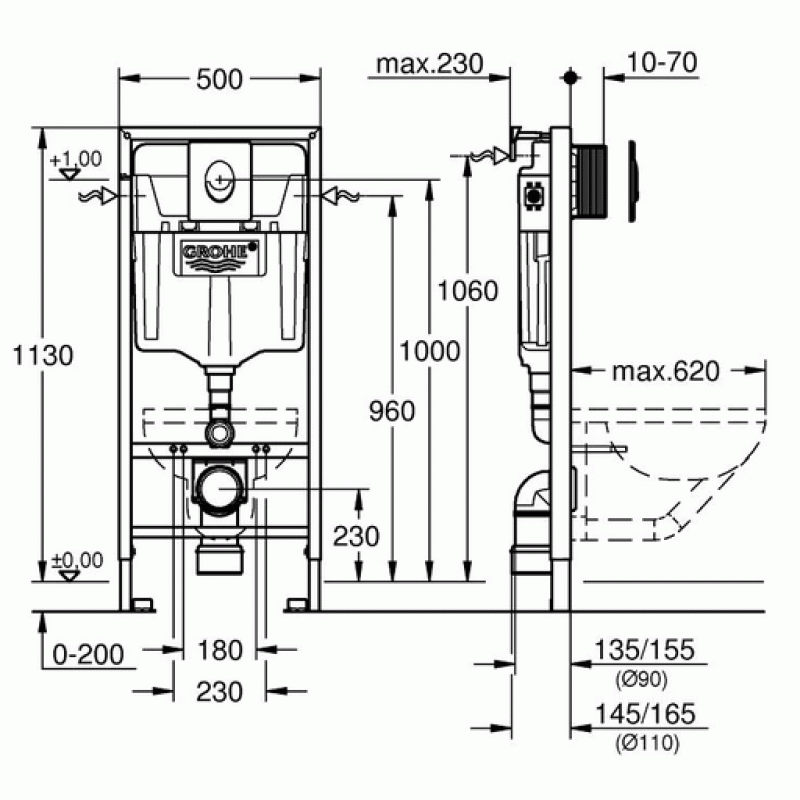Инсталляция для унитаза подвесного Grohe Rapid Sl 38721GL1 золотая глянцевая смывная клавиша Инсталляция для унитаза подвесного Grohe Rapid Sl 38721GL1 золотая глянцевая смывная клавиша