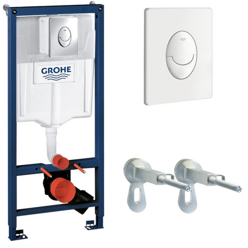 Инсталляция для унитаза подвесного Grohe Rapid Sl 38721SH0 / 38722001 белая смывная клавиша
