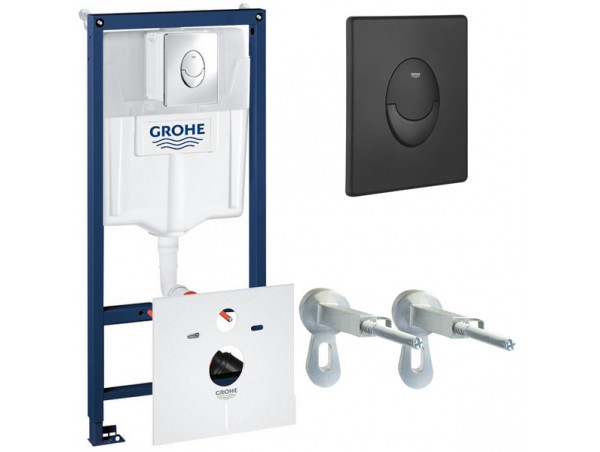 Инсталляция для унитаза подвесного Grohe Rapid Sl 38750BL1 черная матовая смывная клавиша (не оставляет отпечатков пальцев)