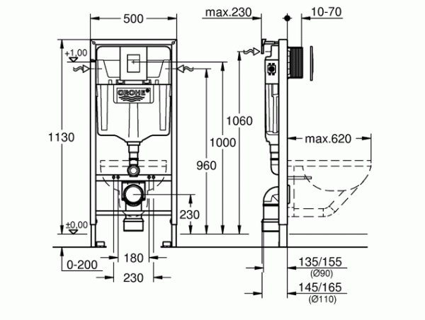 Инсталляция для унитаза подвесного Grohe Rapid Sl 38772P00 смывная клавиша хром матовый (не оставляет отпечатков пальцев) Инсталляция для унитаза подвесного Grohe Rapid Sl 38772P00 смывная клавиша хром матовый (не оставляет отпечатков пальцев)