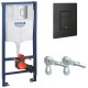 Инсталляция для унитаза подвесного Grohe Rapid Sl 38772BL2 (39939000) черная матовая смывная клавиша (не оставляет отпечатков пальцев)
