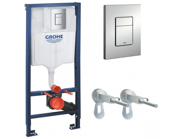 Инсталляция для унитаза подвесного Grohe Rapid Sl 38772P00 смывная клавиша хром матовый (не оставляет отпечатков пальцев)