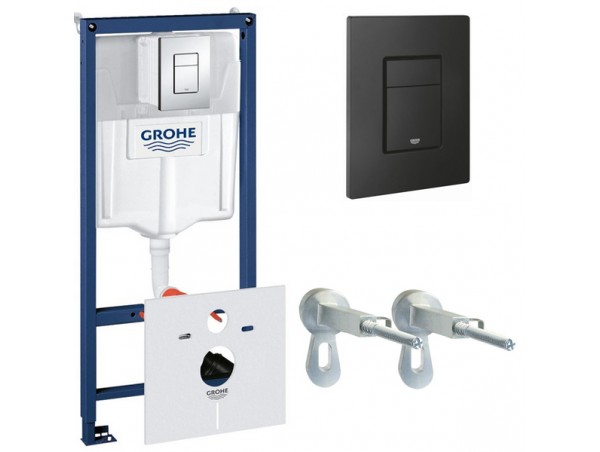 Инсталляция для унитаза подвесного Grohe Rapid Sl 38775BL1 черная матовая смывная клавиша (не оставляет отпечатков пальцев)