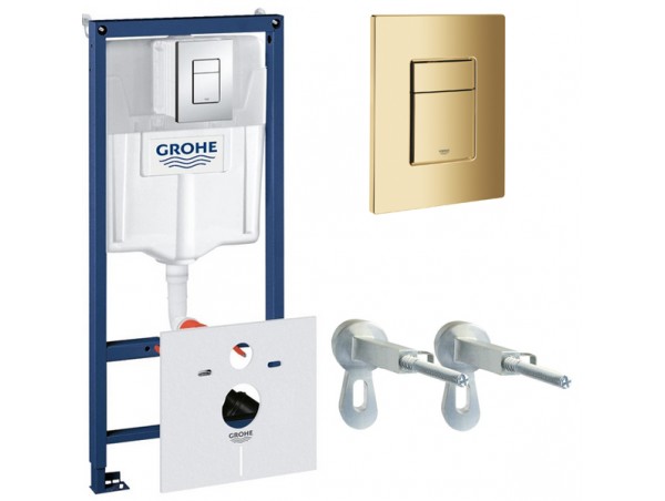 Инсталляция для унитаза подвесного Grohe Rapid Sl 38775GL1 золотая глянцевая смывная клавиша