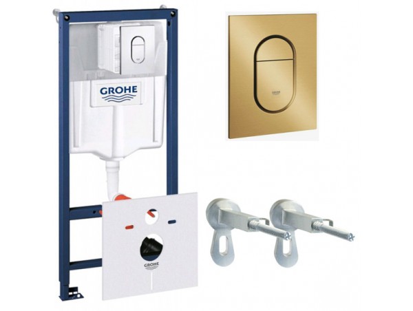 Инсталляция для унитаза подвесного Grohe Rapid Sl 38929GL0 золотая глянцевая смывная клавиша