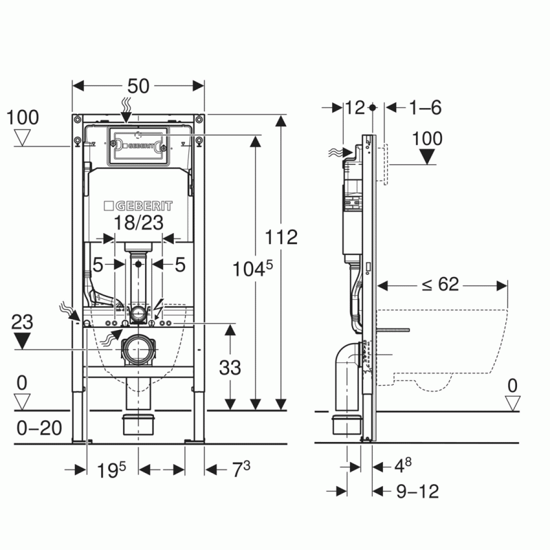 Инсталляция для унитаза подвесного Geberit Duofix Delta 458.103.00.2