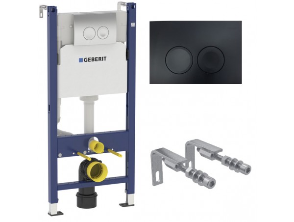 Инсталляция для унитаза подвесного Geberit Duofix Delta 21 458.124.16.1 черная матовая смывная клавиша (не оставляет отпечатков пальцев)