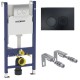 Инсталляция для унитаза подвесного Geberit Duofix Delta 21 458.124.16.1 черная матовая смывная клавиша (не оставляет отпечатков пальцев)