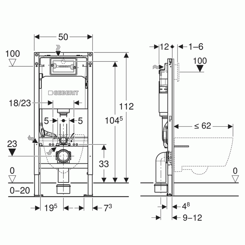 Инсталляция Geberit Duofix для подвесного унитаза 112см, бачок Delta 12см, смывная клавиша Delta20 хром глянцевый 458.134.21.3 Инсталляция Geberit Duofix для подвесного унитаза 112см, бачок Delta 12см, смывная клавиша Delta20 хром глянцевый 458.134.21.3