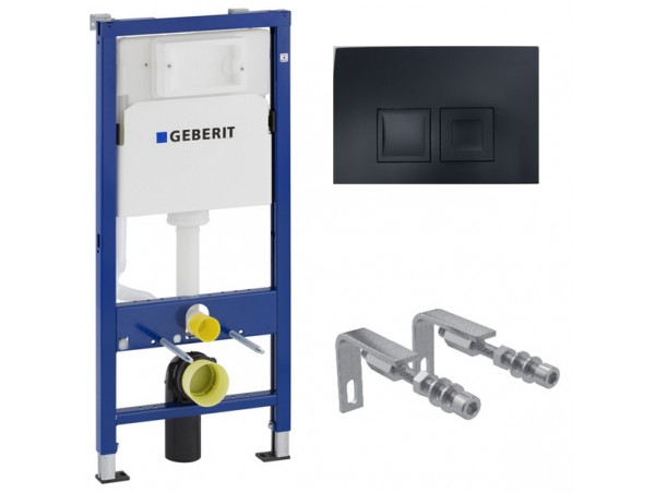 Инсталляция для унитаза подвесного Geberit Duofix Delta 50 458.135.16.1 черная матовая смывная клавиша (не оставляет отпечатков пальцев)