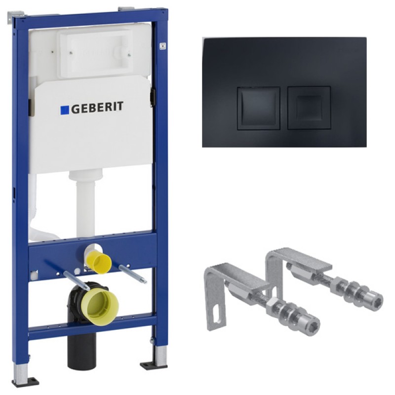 Инсталляция для унитаза подвесного Geberit Duofix Delta 50 458.135.16.1 черная матовая смывная клавиша (не оставляет отпечатков пальцев) Инсталляция для унитаза подвесного Geberit Duofix Delta 50 458.135.16.1 черная матовая смывная клавиша (не оставляет отпечатков пальцев)