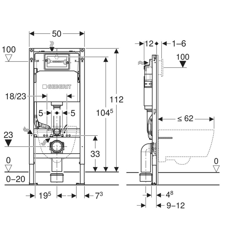 Инсталляция для унитаза подвесного Geberit Duofix Delta 01 458.149.21.2 смывная клавиша хром глянцевый Инсталляция для унитаза подвесного Geberit Duofix Delta 01 458.149.21.2 смывная клавиша хром глянцевый