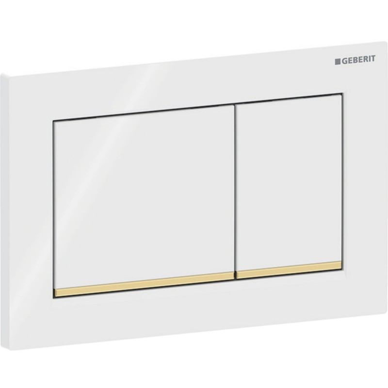 Смывная клавиша Geberit Omega 30 115.080.KK.1 белая-золото Смывная клавиша Geberit Omega 30 115.080.KK.1 белая-золото