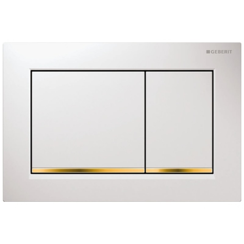 Смывная клавиша Geberit Omega 30 115.080.KK.1 белая-золото Смывная клавиша Geberit Omega 30 115.080.KK.1 белая-золото