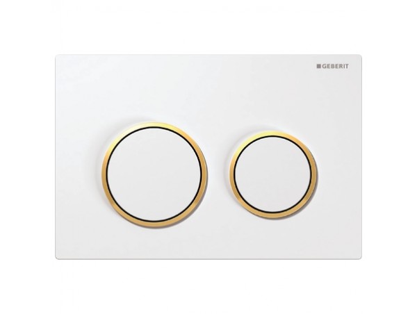 Смывная клавиша Geberit Omega 20 115.085.KK.1 белая-золото Смывная клавиша Geberit Omega 20 115.085.KK.1 белая-золото