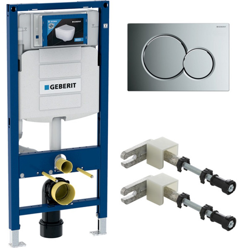 Инсталляция Geberit Duofix Sigma 12 UP320 111.300.00.5 с кнопкой Sigma 01 в комплекте с унитазом безободковым Grohe Bau Ceramic 39351000