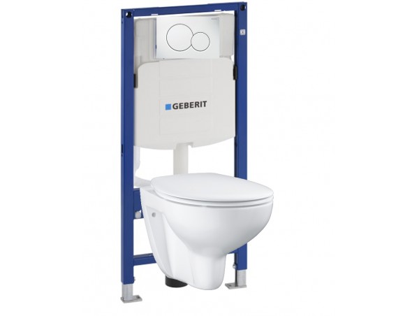 Инсталляция Geberit Duofix Sigma 12 UP320 111.300.00.5 с кнопкой Sigma 01 белая в комплекте с унитазом безободковым Grohe Bau Ceramic 39351000