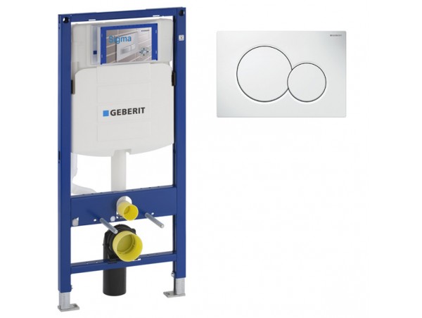 Инсталляция Geberit Duofix Sigma 12 UP320 111.300.00.5 с кнопкой Sigma 01 белая в комплекте с унитазом безободковым Grohe Bau Ceramic 39351000
