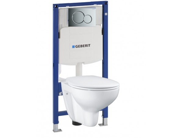 Инсталляция Geberit Duofix Sigma 12 UP320 111.300.00.5 с кнопкой Sigma 01 в комплекте с унитазом безободковым Grohe Bau Ceramic 39351000