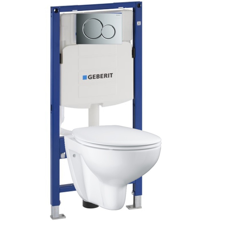 Инсталляция Geberit Duofix Sigma 12 UP320 111.300.00.5 с кнопкой Sigma 01 в комплекте с унитазом безободковым Grohe Bau Ceramic 39351000