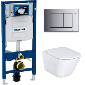 Инсталляция Geberit Duofix Sigma 12 UP320 111.300.00.5 с кнопкой Sigma 31 в комплекте с унитазом безободковым Roca The Gap 34647L000