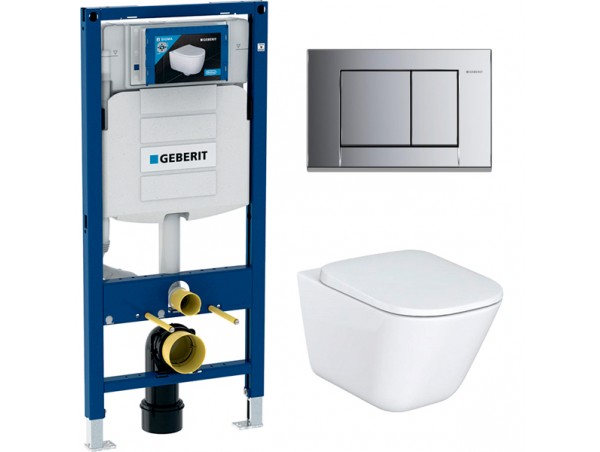 Инсталляция Geberit Duofix Sigma 12 UP320 111.300.00.5 с кнопкой Sigma 31 в комплекте с унитазом безободковым Roca The Gap 34647L000