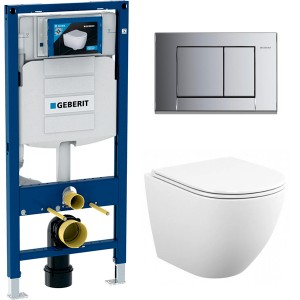 Инсталляция Geberit Duofix Sigma 12 UP320 111.300.00.5 с кнопкой Sigma 31 в комплекте с унитазом безободковым